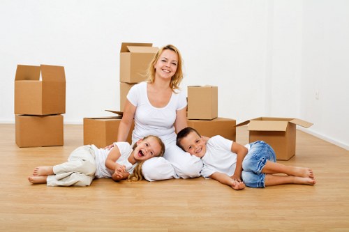 Packed boxes and furniture ready for a Bermondsey house move