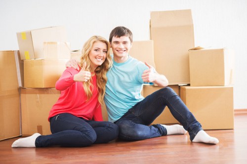 Moving van and removal team preparing for a Bermondsey property move