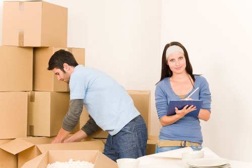Prepared moving van for a Bermondsey flat move with boxes and furniture