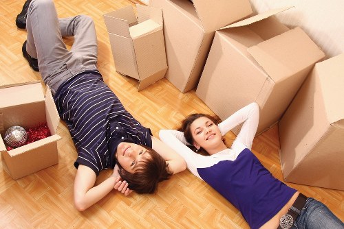 Professional movers helping with a flat move in Bermondsey apartment building
