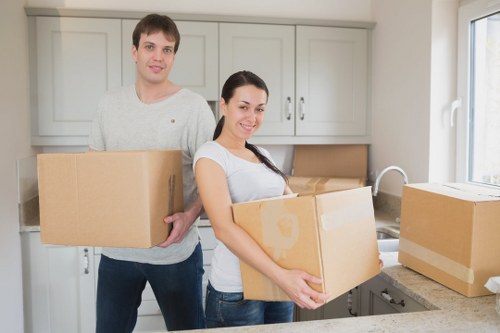 Packed student belongings ready for removals in Bermondsey